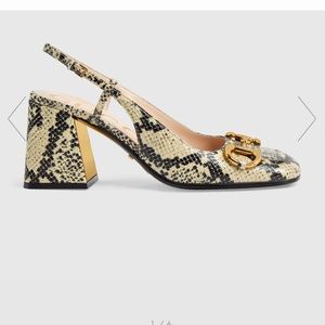 GUCCI Mid-Heel Horsebit Slingback Pumps, Python, Sz: 8.5, WORN ONCE.